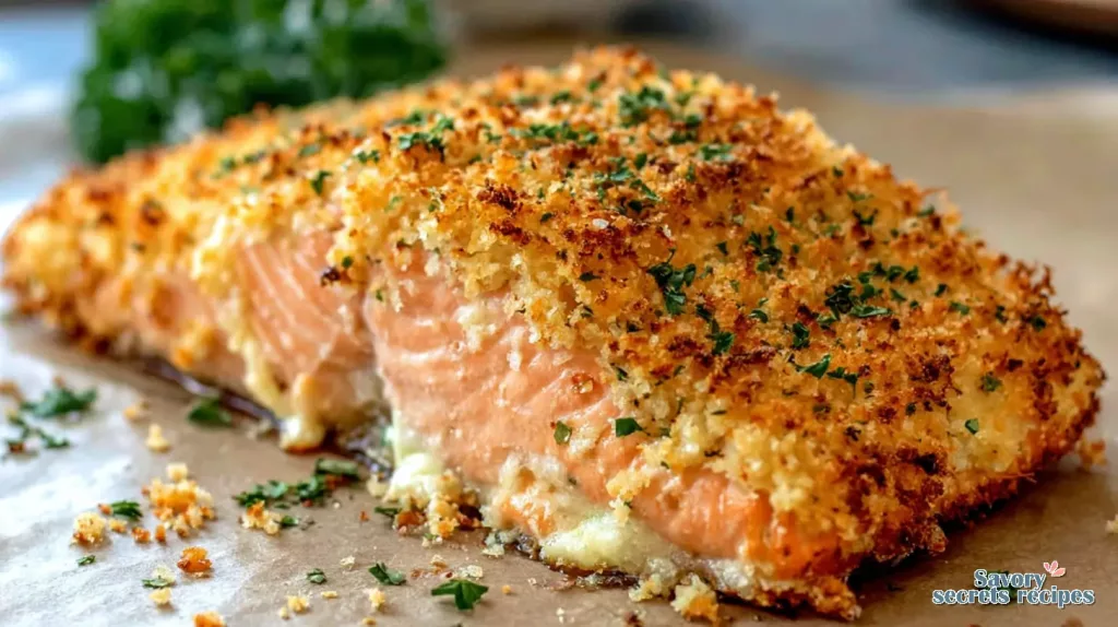 crispy parmesan crusted salmon 227205852