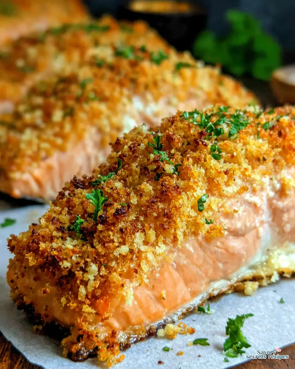 Crispy Parmesan Crusted Salmon close up