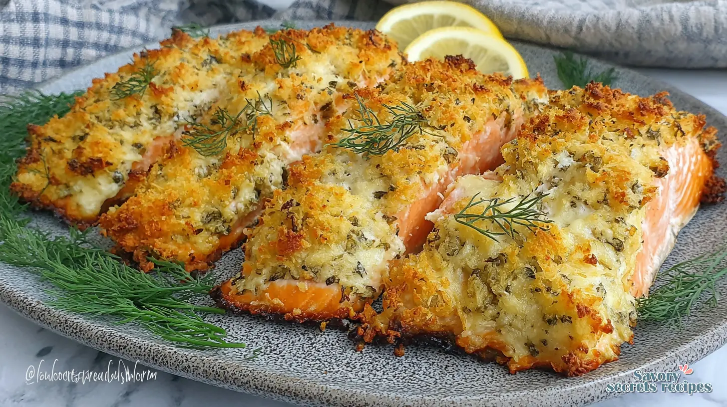 crispy parmesan crusted salmon air fryer final presentation