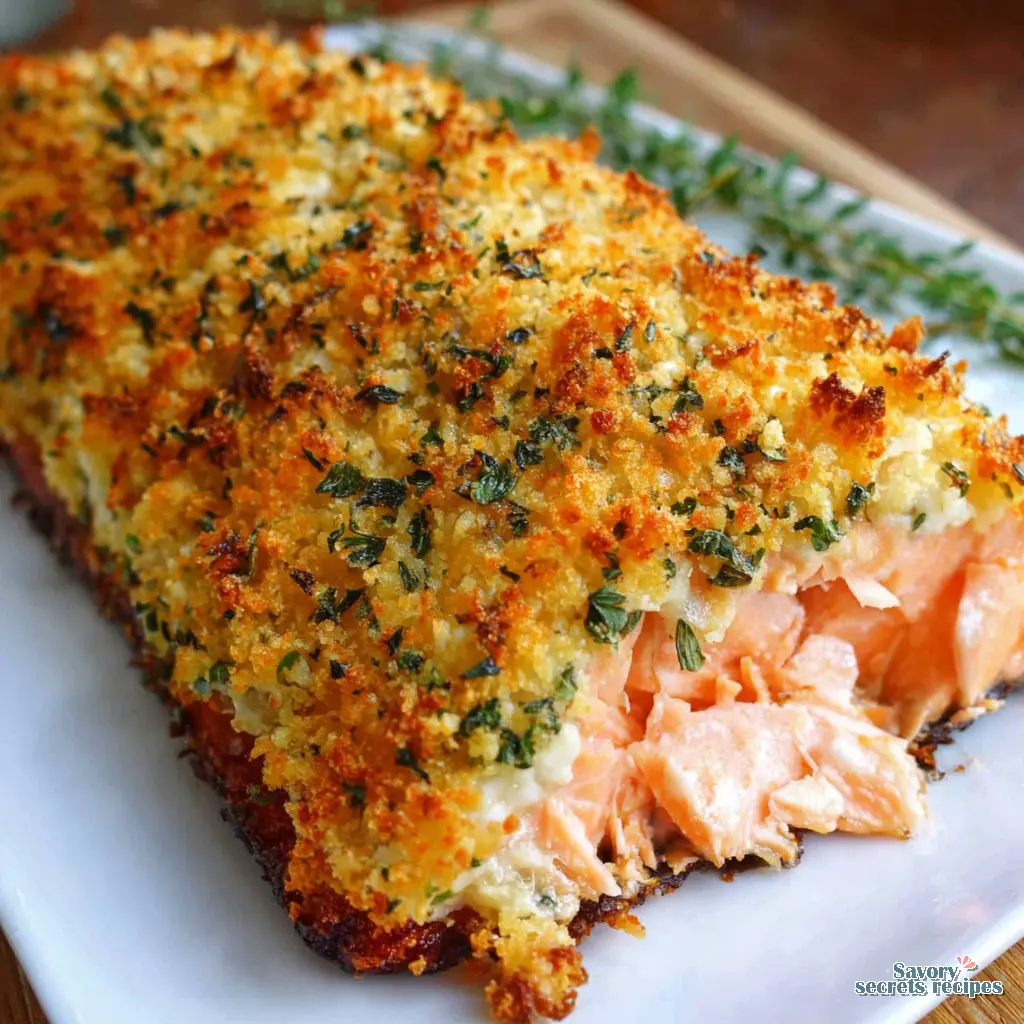 crispy parmesan crusted salmon healthy close up