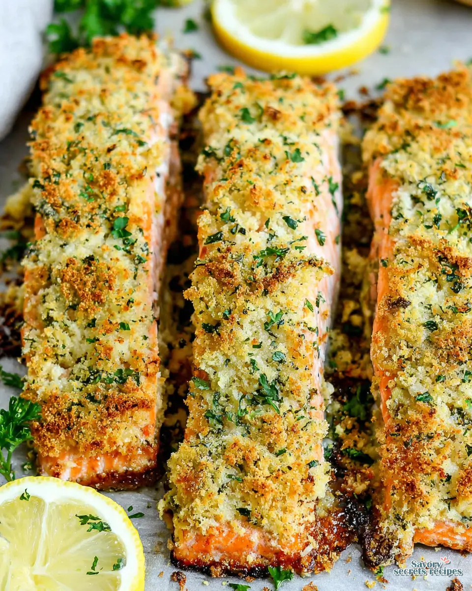 crispy parmesan crusted salmon keto close up