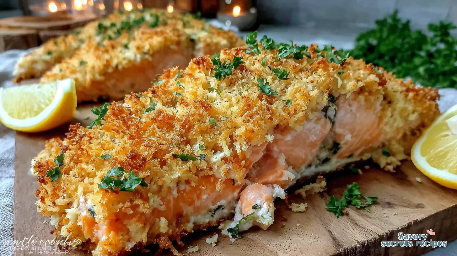 crispy parmesan crusted salmon pan fried final presentation