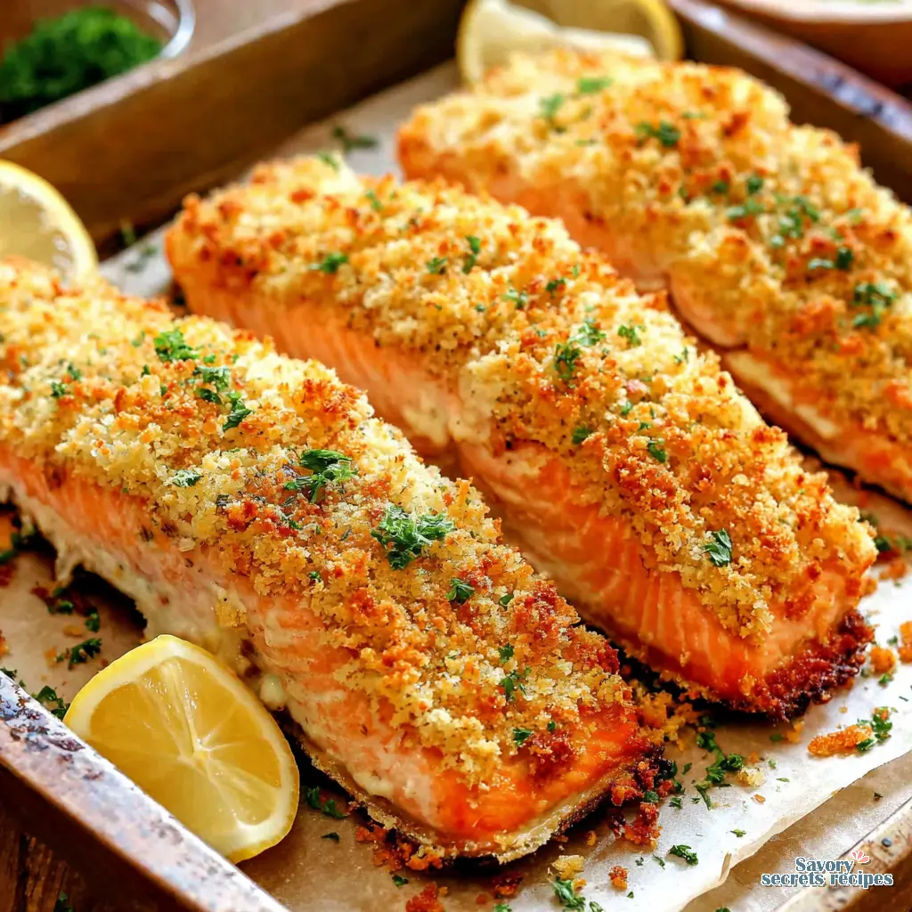 crispy parmesan crusted salmon recipe final presentation