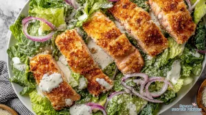 crispy parmesan crusted salmon salad 272357885