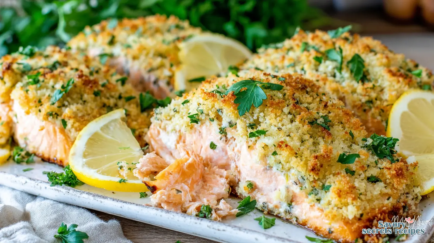 crispy parmesan crusted salmon with cream cheese final presentation