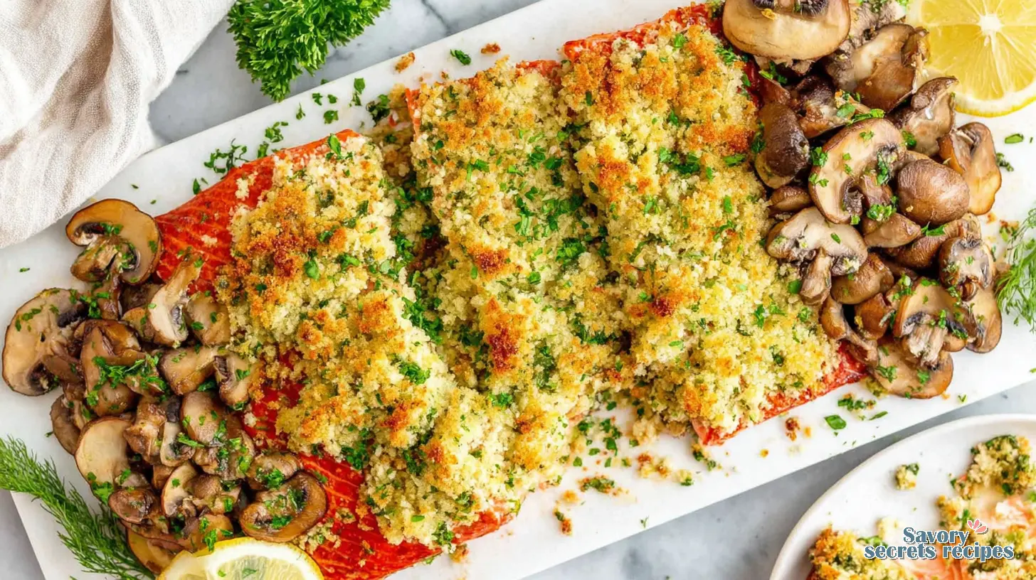 crispy parmesan crusted salmon with mushrooms 948354556