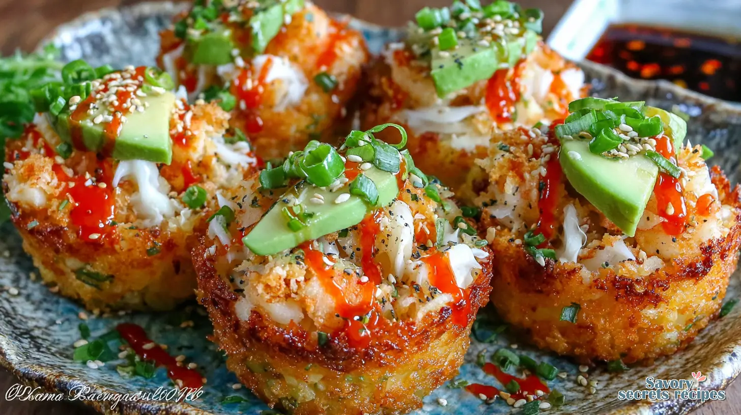 Crispy Rice Sushi Bake Cups final presentation
