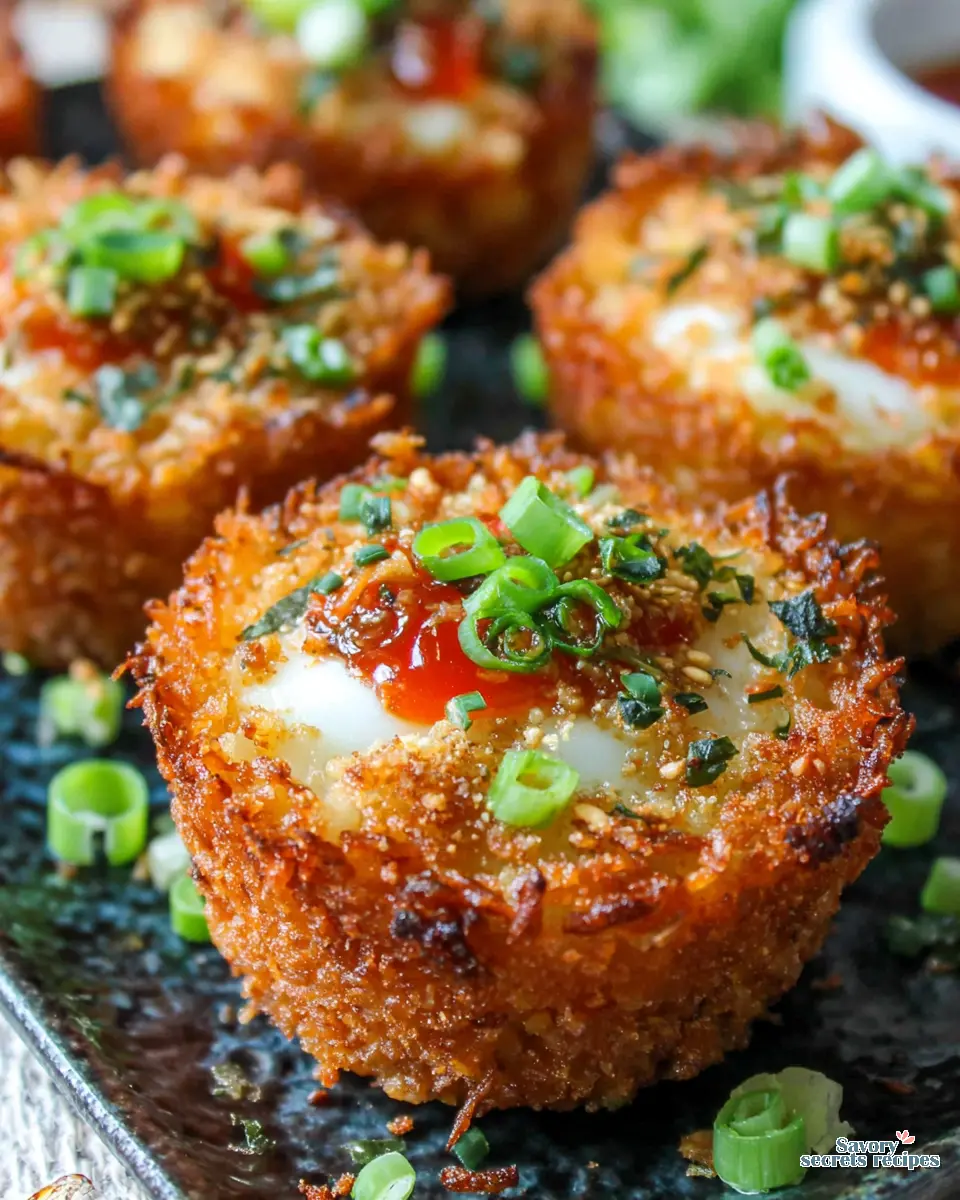 Crispy Rice Sushi Bake Cups close up