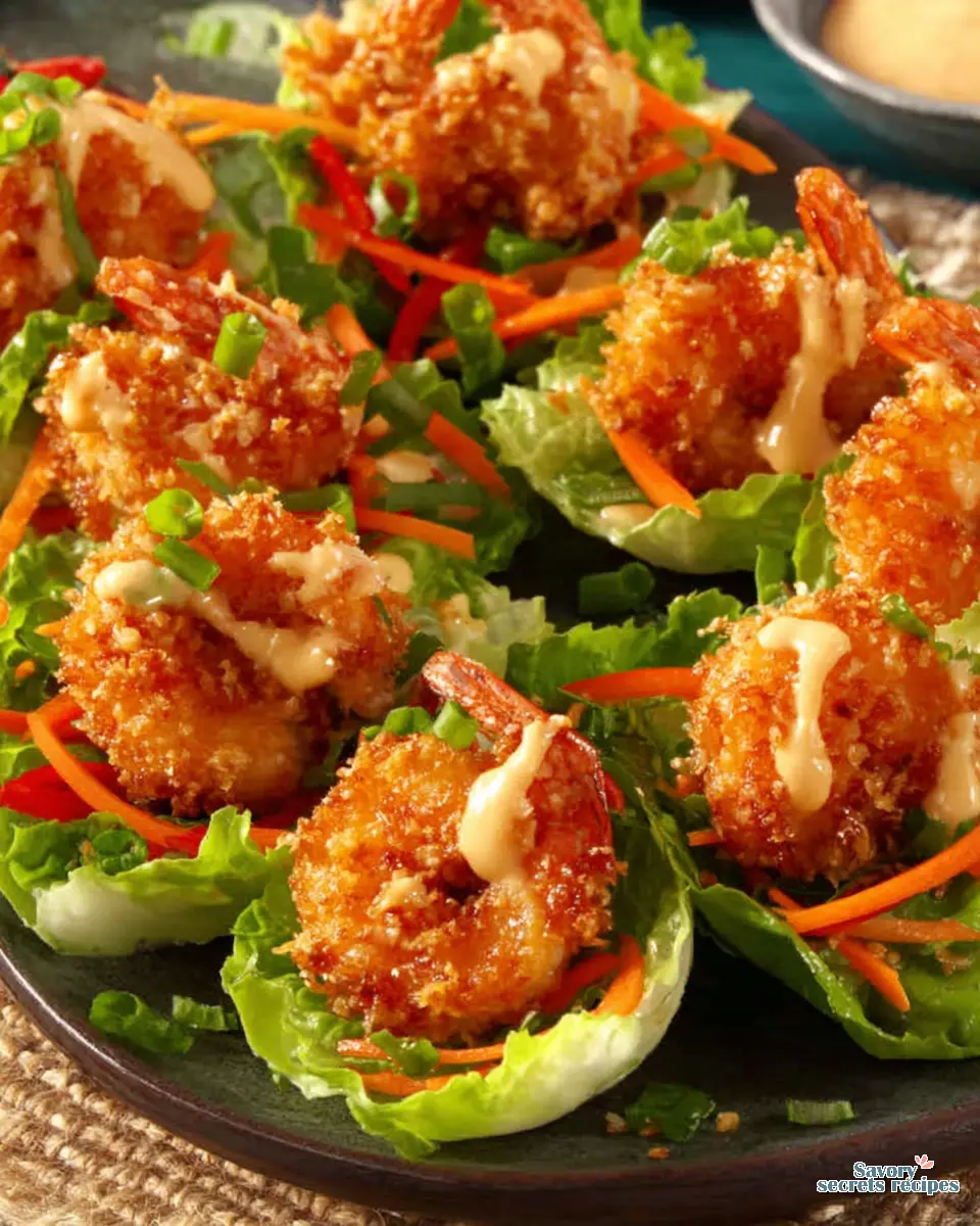 Crispy Shrimp Lettuce Wraps close up