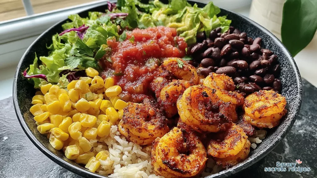 crispy shrimp taco bowl 347089398