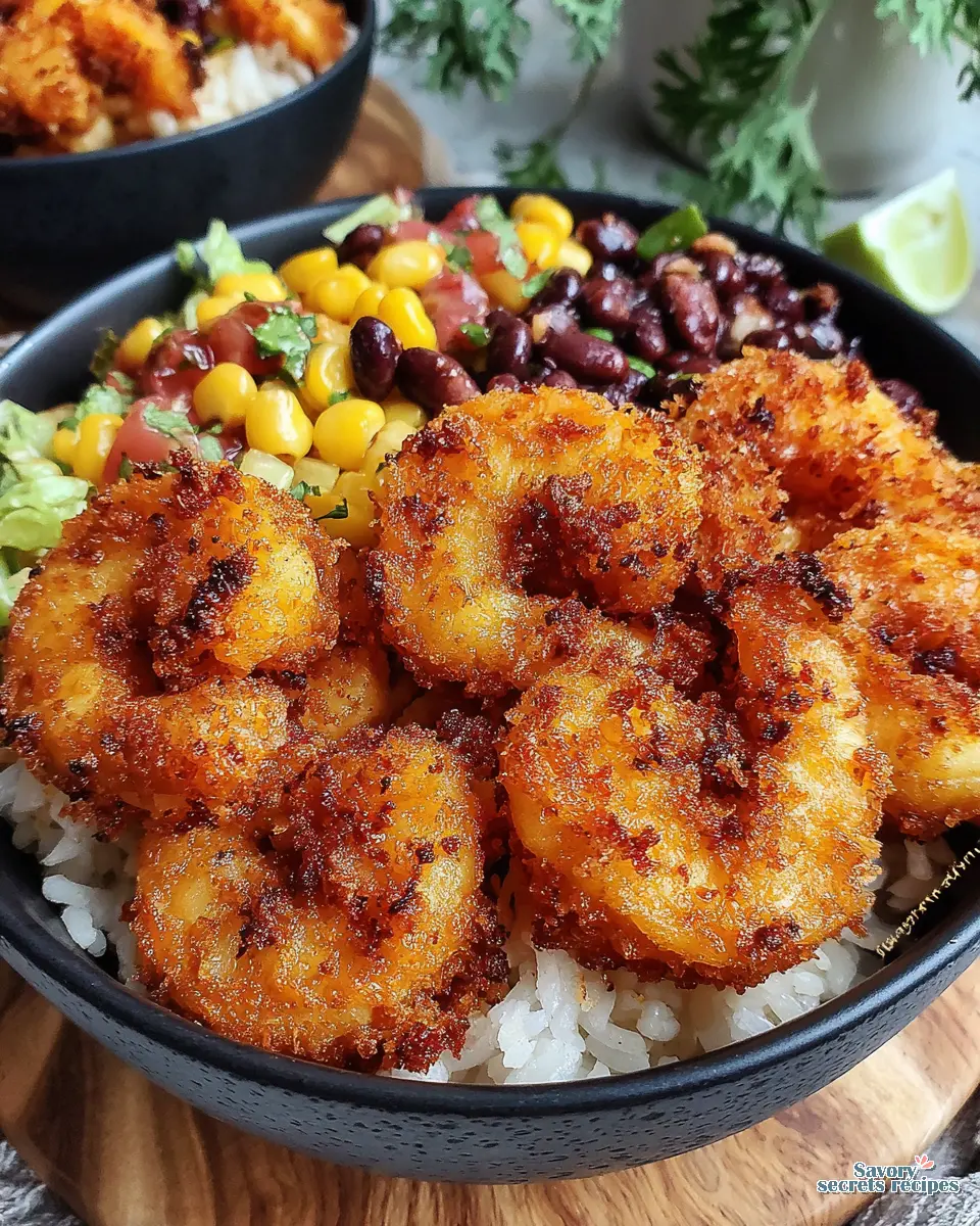 Crispy Shrimp Taco Bowl close up