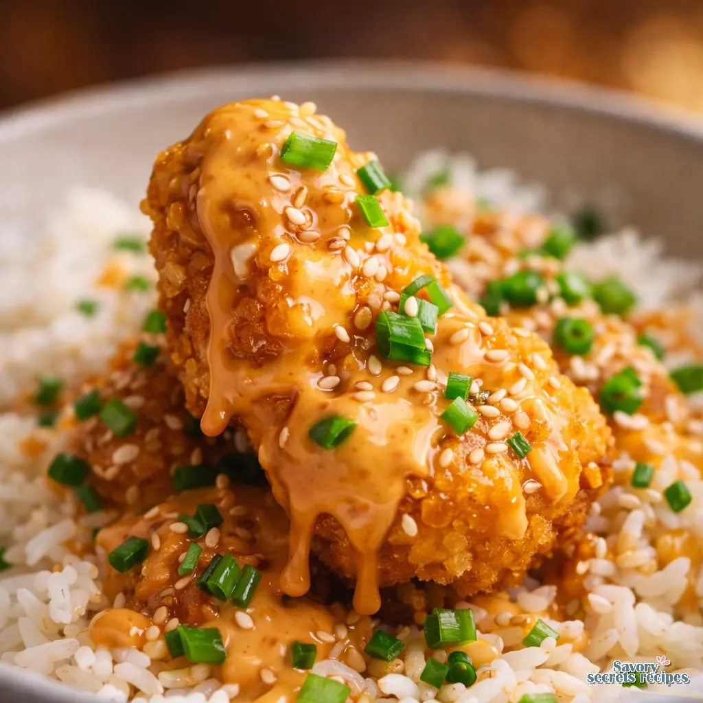 easy air fryer bang bang chicken close up