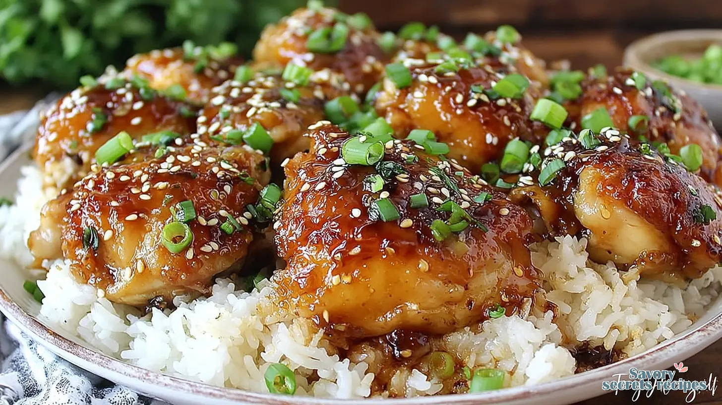 easy sticky honey garlic chicken and rice bake final presentation