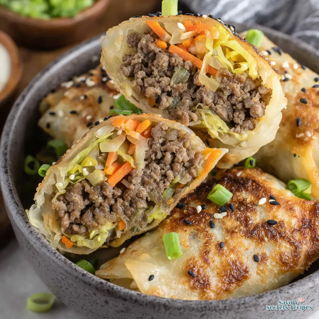 egg roll in a bowl close up