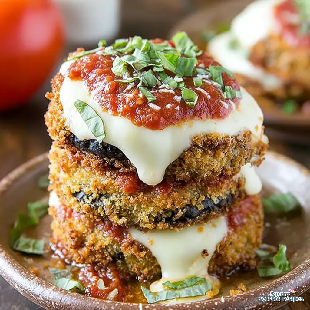 Eggplant Parmesan Stack served with a side salad