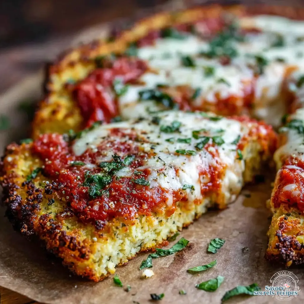 fast food style cauliflower crust margherita pizza copycat close up