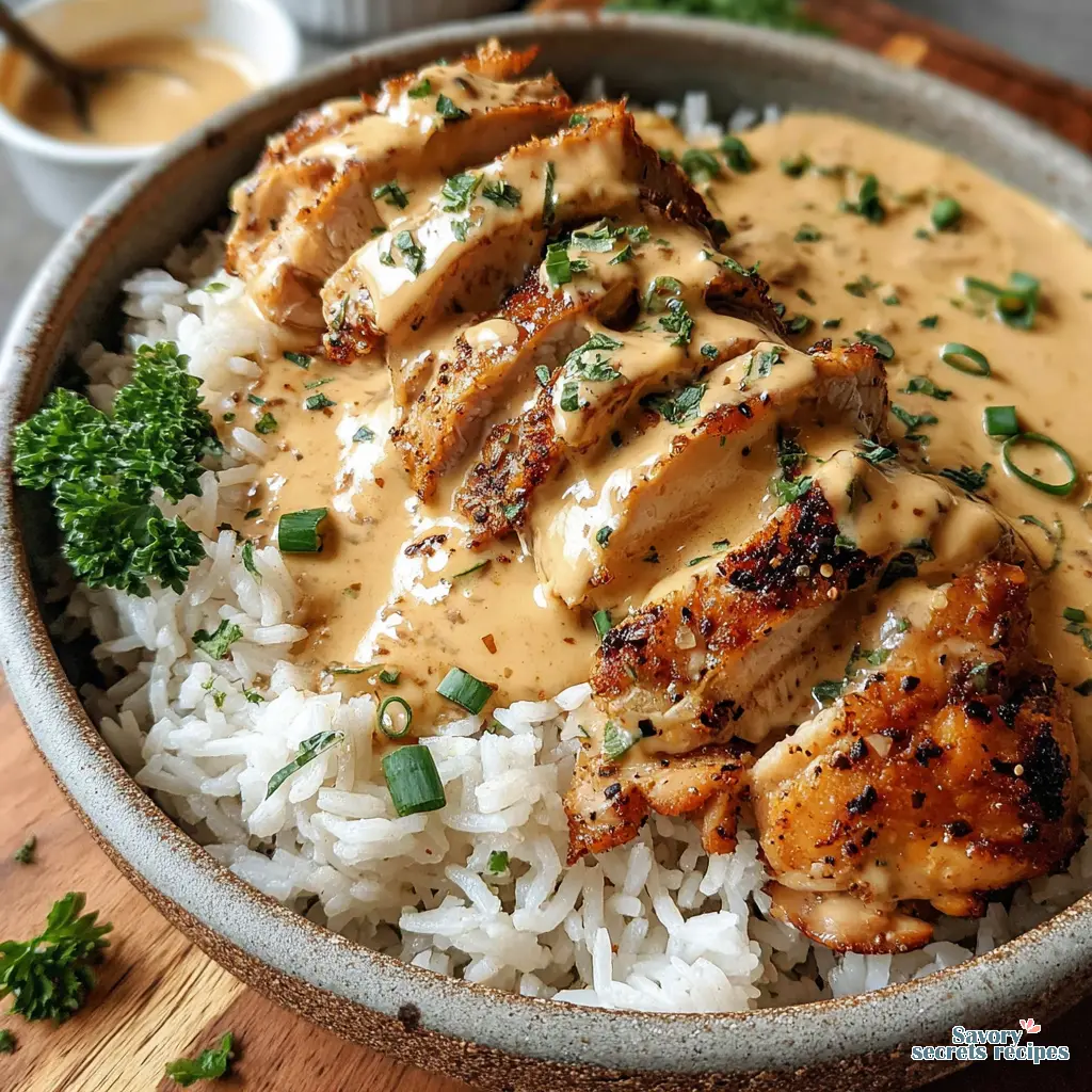 Garlic Butter Chicken Rice Bowl final presentation