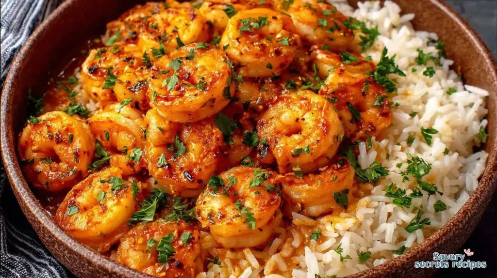 garlic butter shrimp and rice recipe 123938413