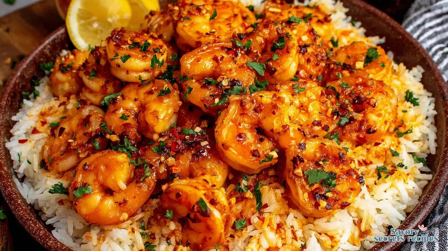 garlic butter shrimp and rice recipe final presentation
