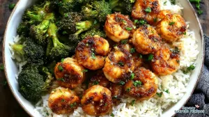 garlic butter shrimp rice and broccoli 27078867