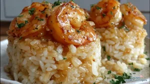 garlic butter shrimp rice stack 908647381
