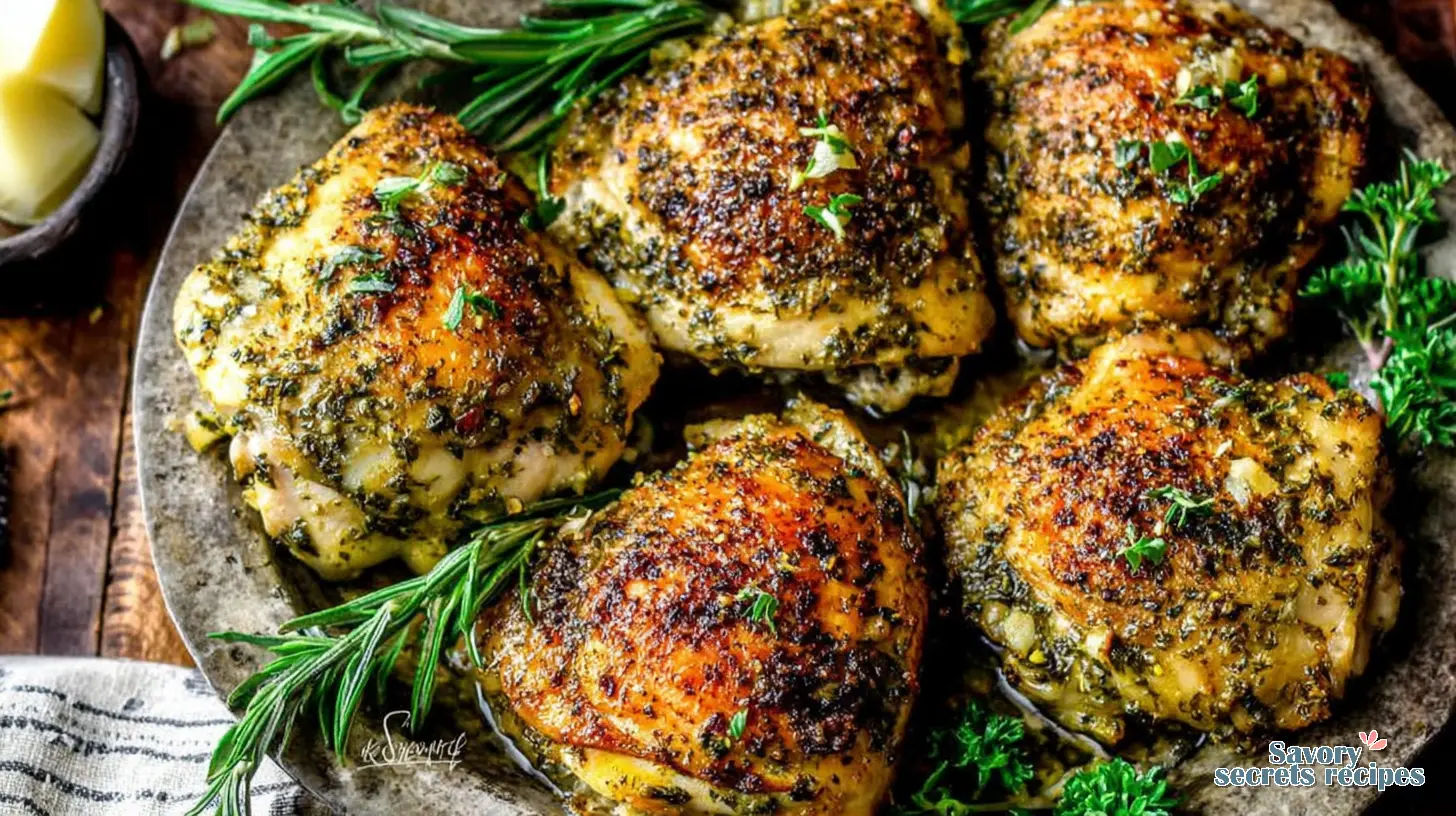 Garlic Herb Roasted Chicken Thighs final presentation