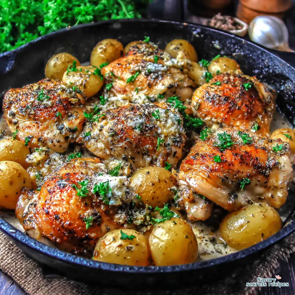 Garlic Parmesan Chicken Skillet final presentation