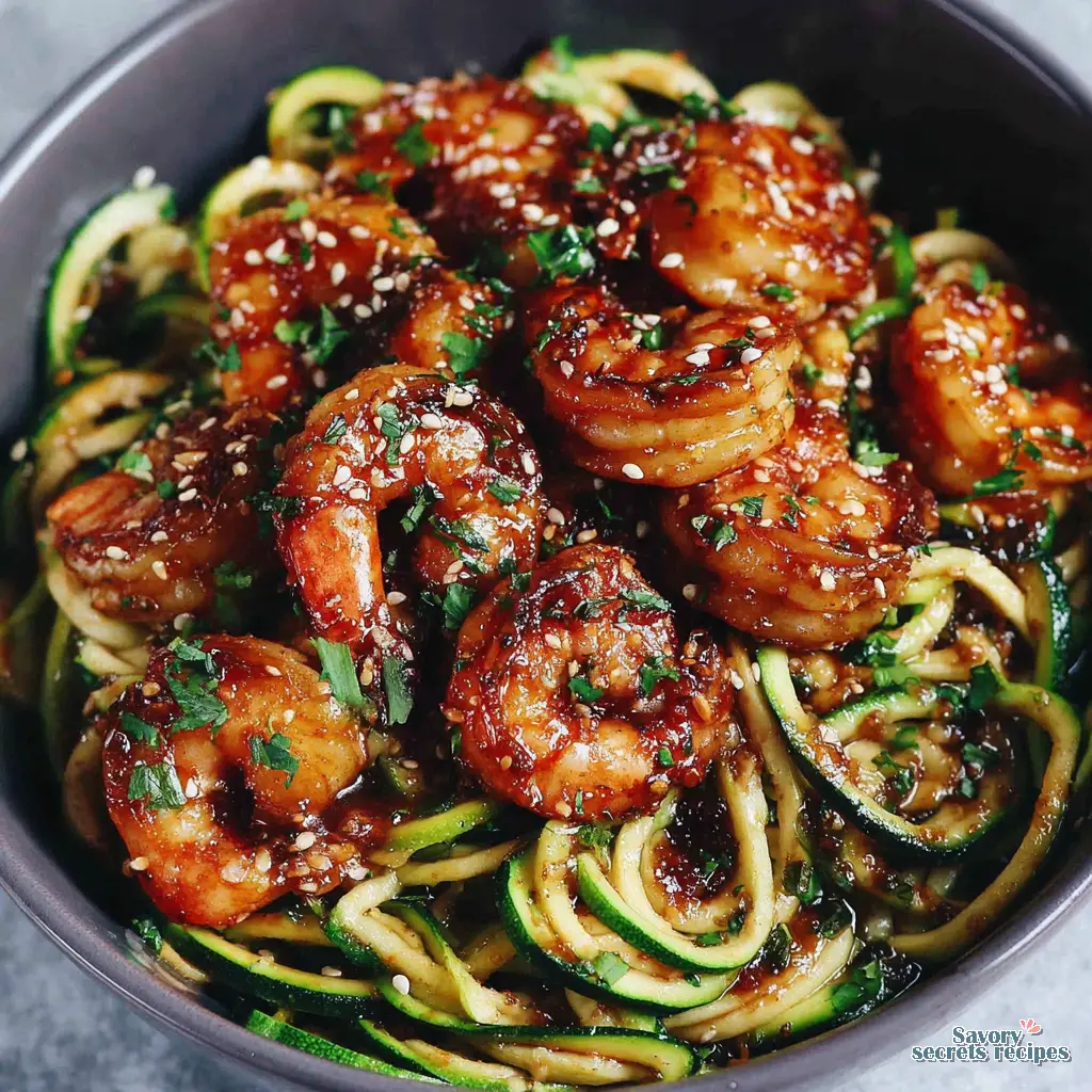 Garlic Shrimp Zoodles close up