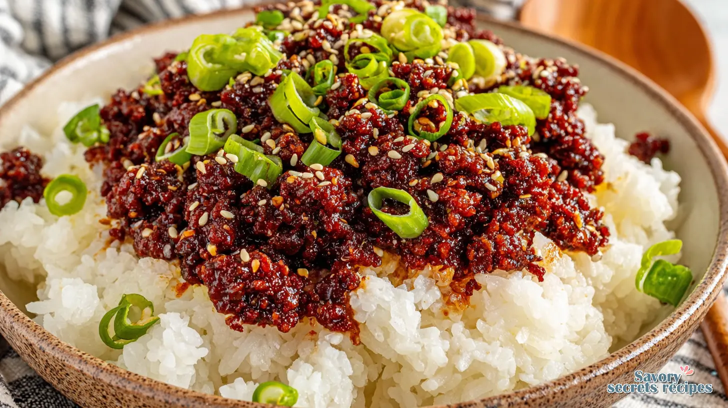 gochujang honey garlic beef rice bowl final presentation