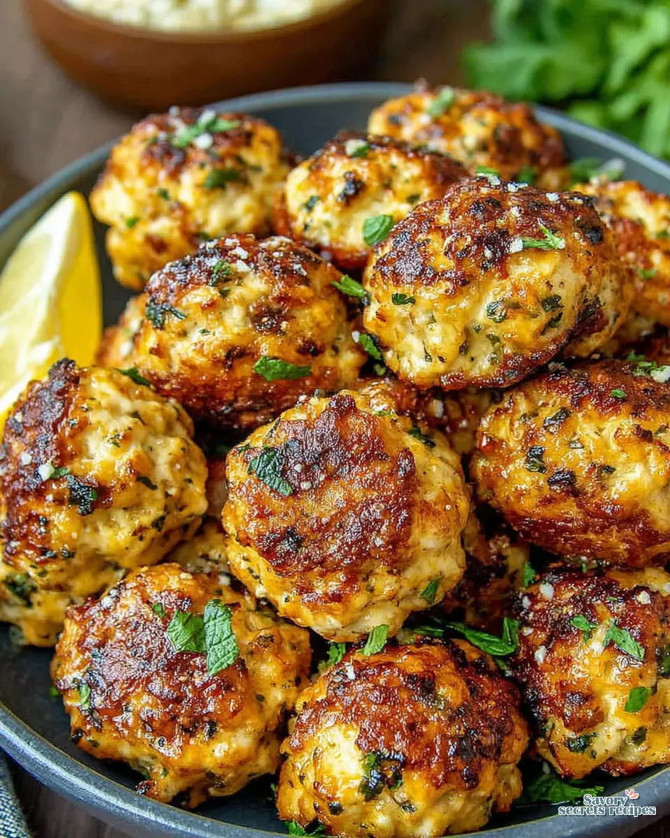 Greek Chicken Meatballs Bowl close up
