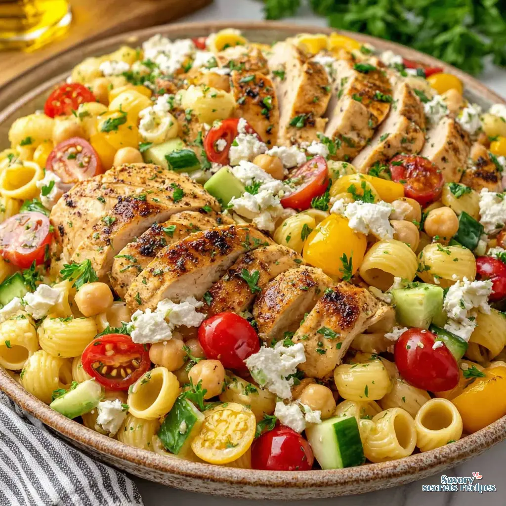 greek chicken pasta salad final presentation