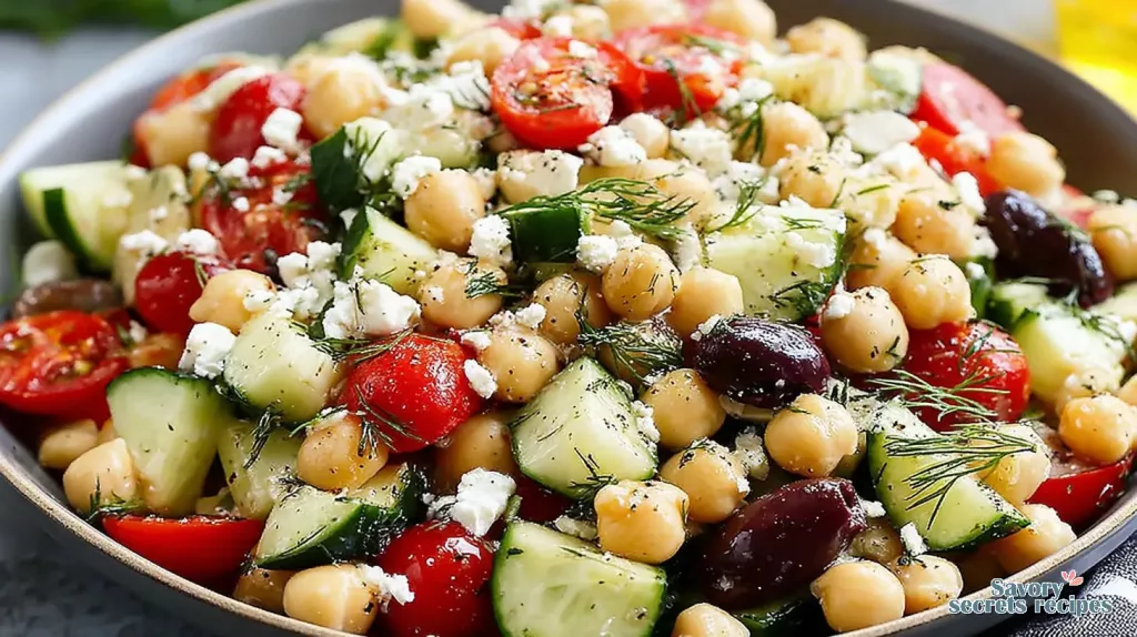 greek chickpea cucumber salad 625617922