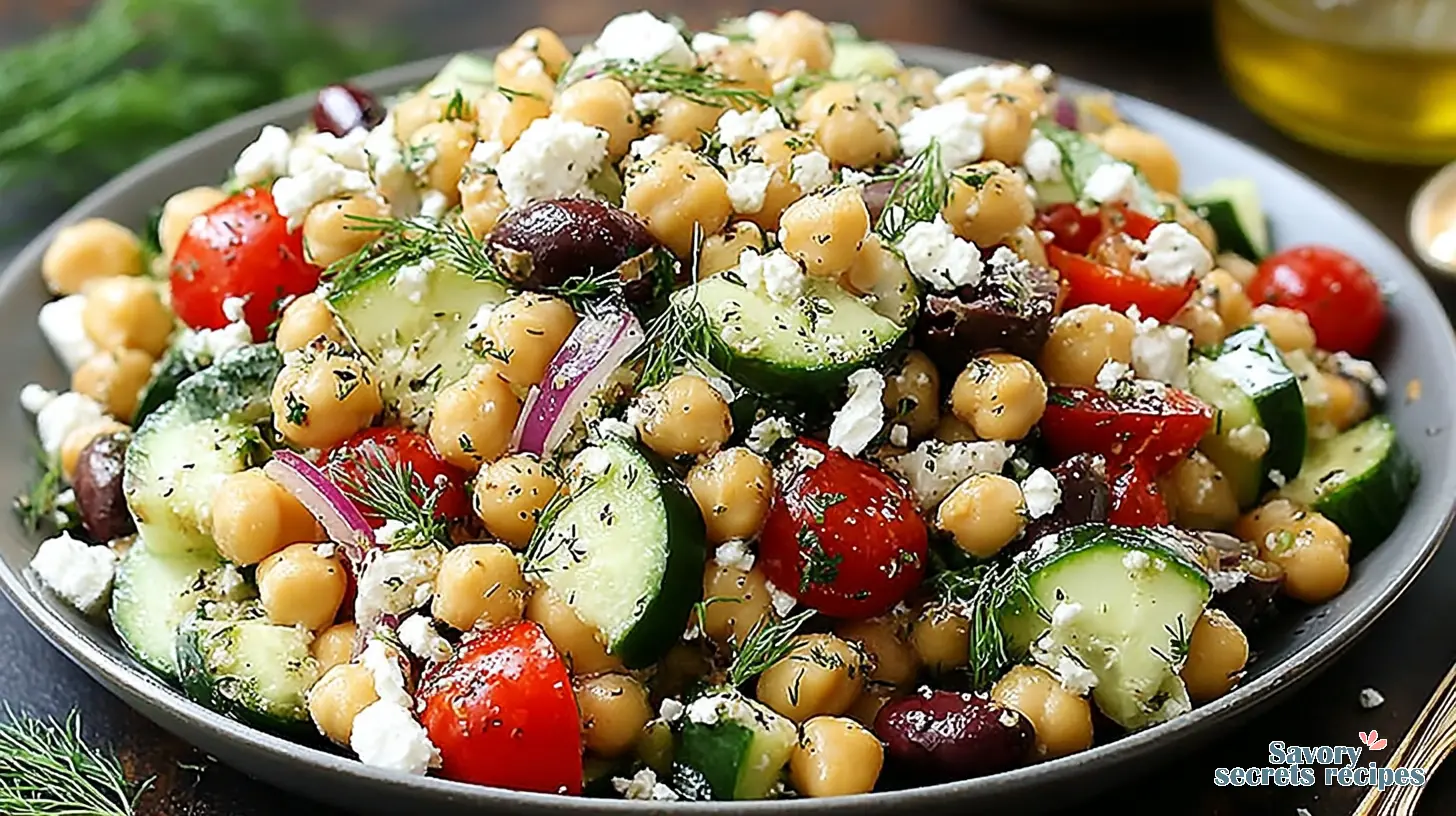 Greek Chickpea Cucumber Salad final presentation