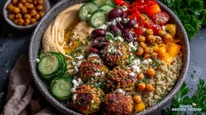 greek veggie hummus bowl 120989389