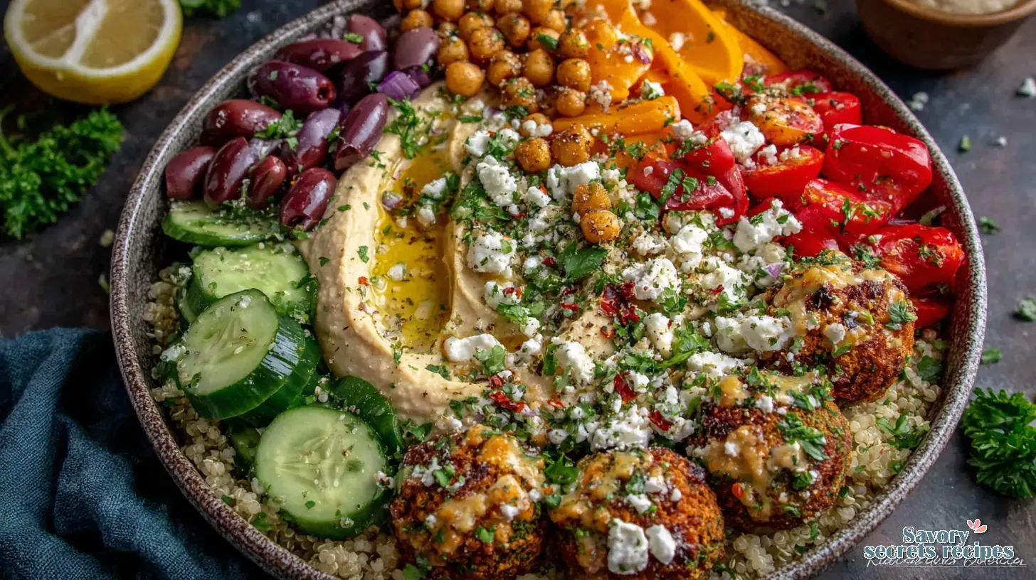 Greek Veggie Hummus Bowl final presentation