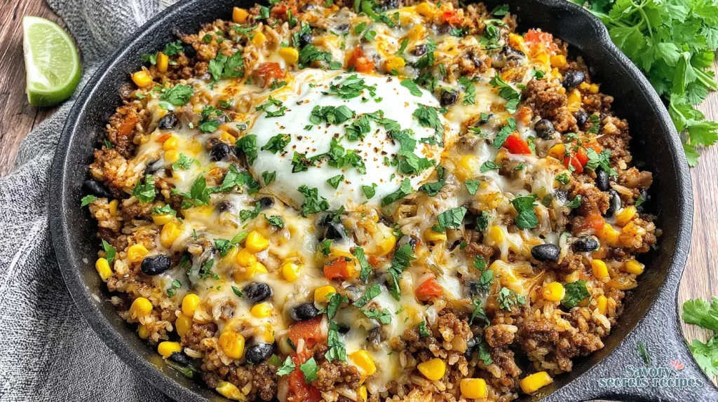 ground beef taco skillet 343149714