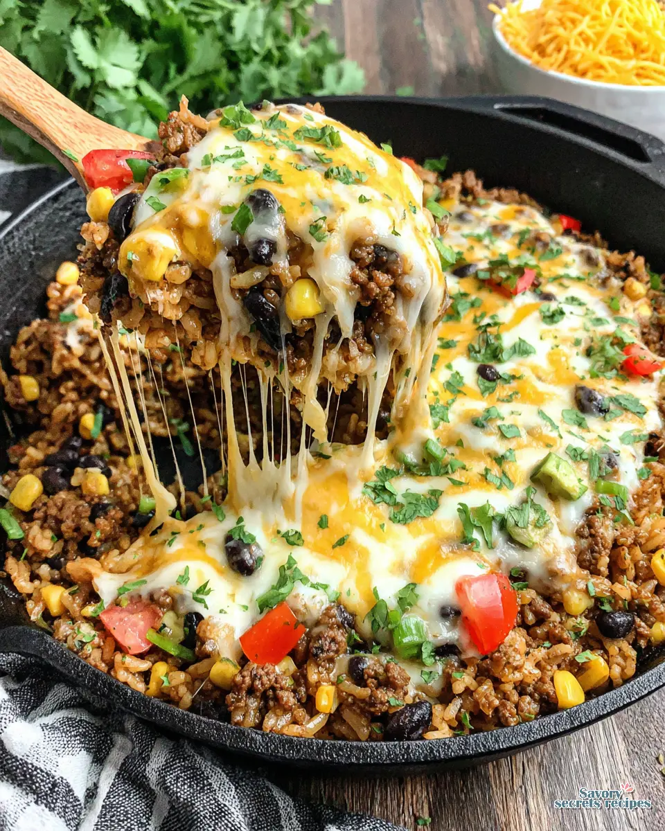 Ground Beef Taco Skillet close up