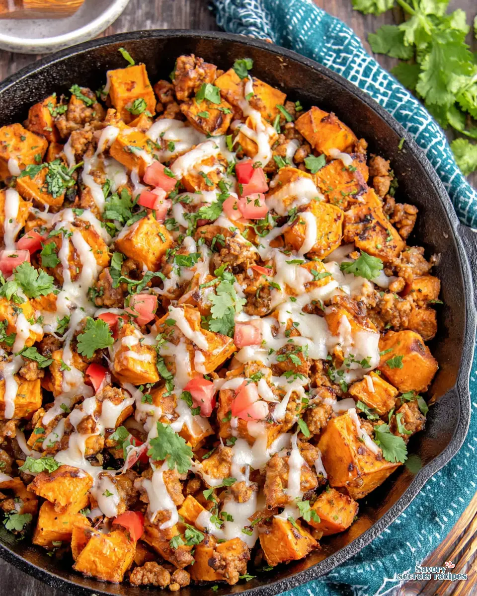 Ground Turkey Sweet Potato Skillet close up