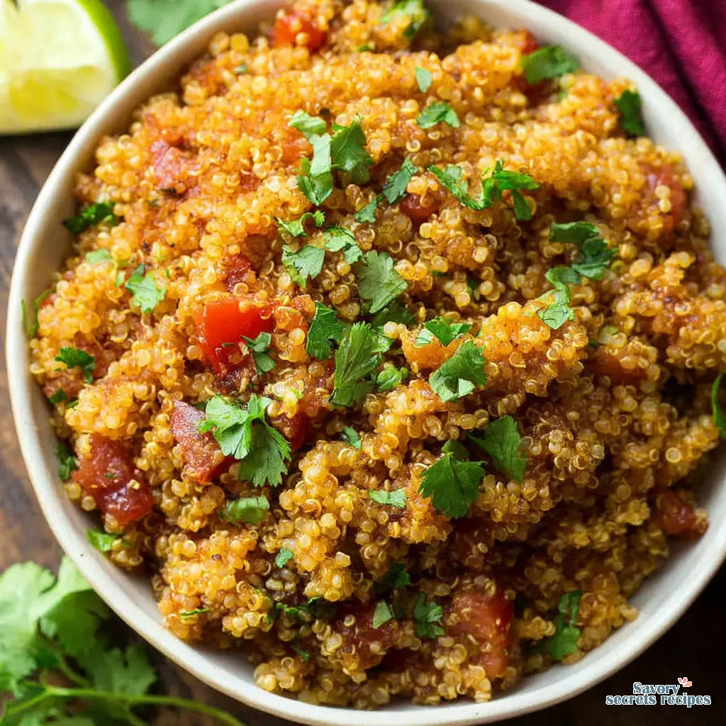 high protein chicken taco bowl quinoa close up