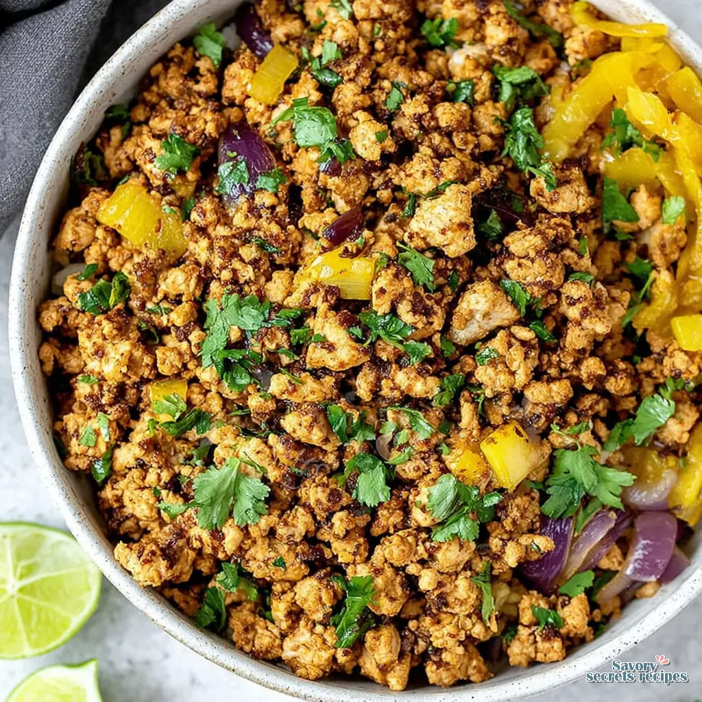ground chicken vs ground beef taco bowl nutrition close up