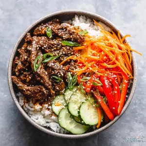 honey garlic beef fried rice bowl 416025484