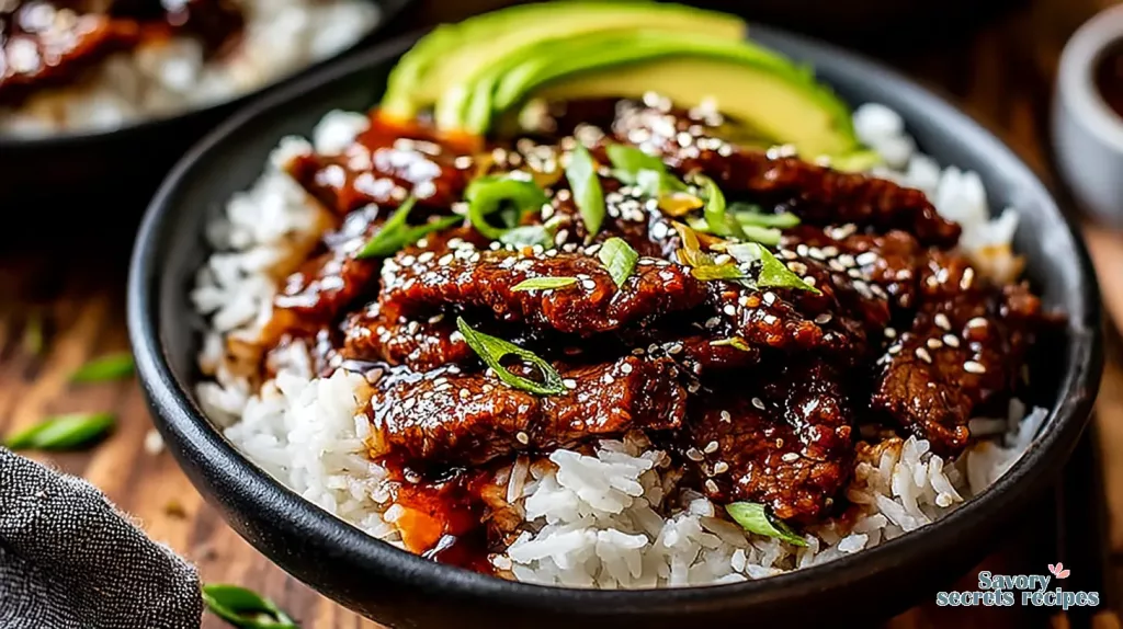 honey garlic beef rice bowl recipe 207451097