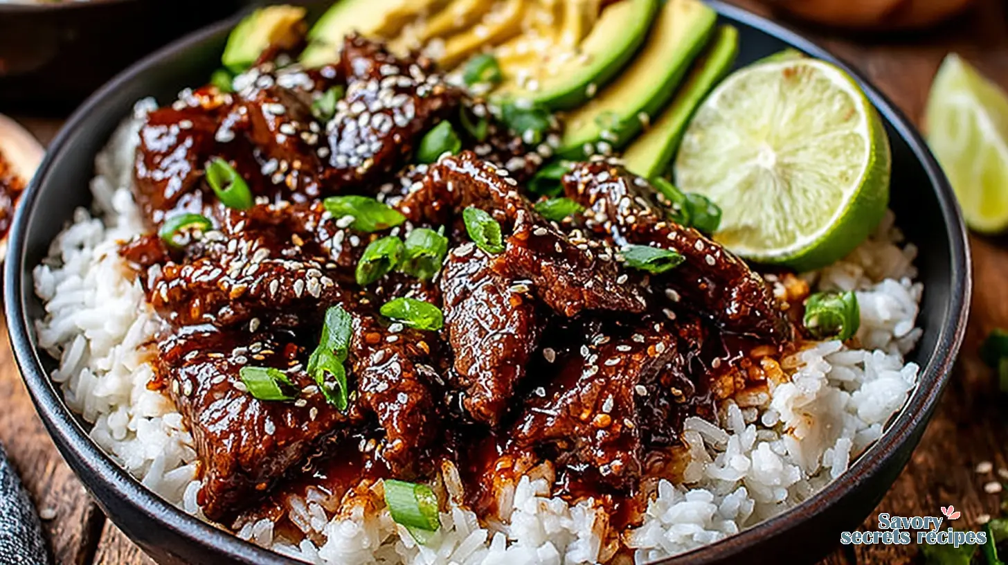 honey garlic beef rice bowl recipe final presentation