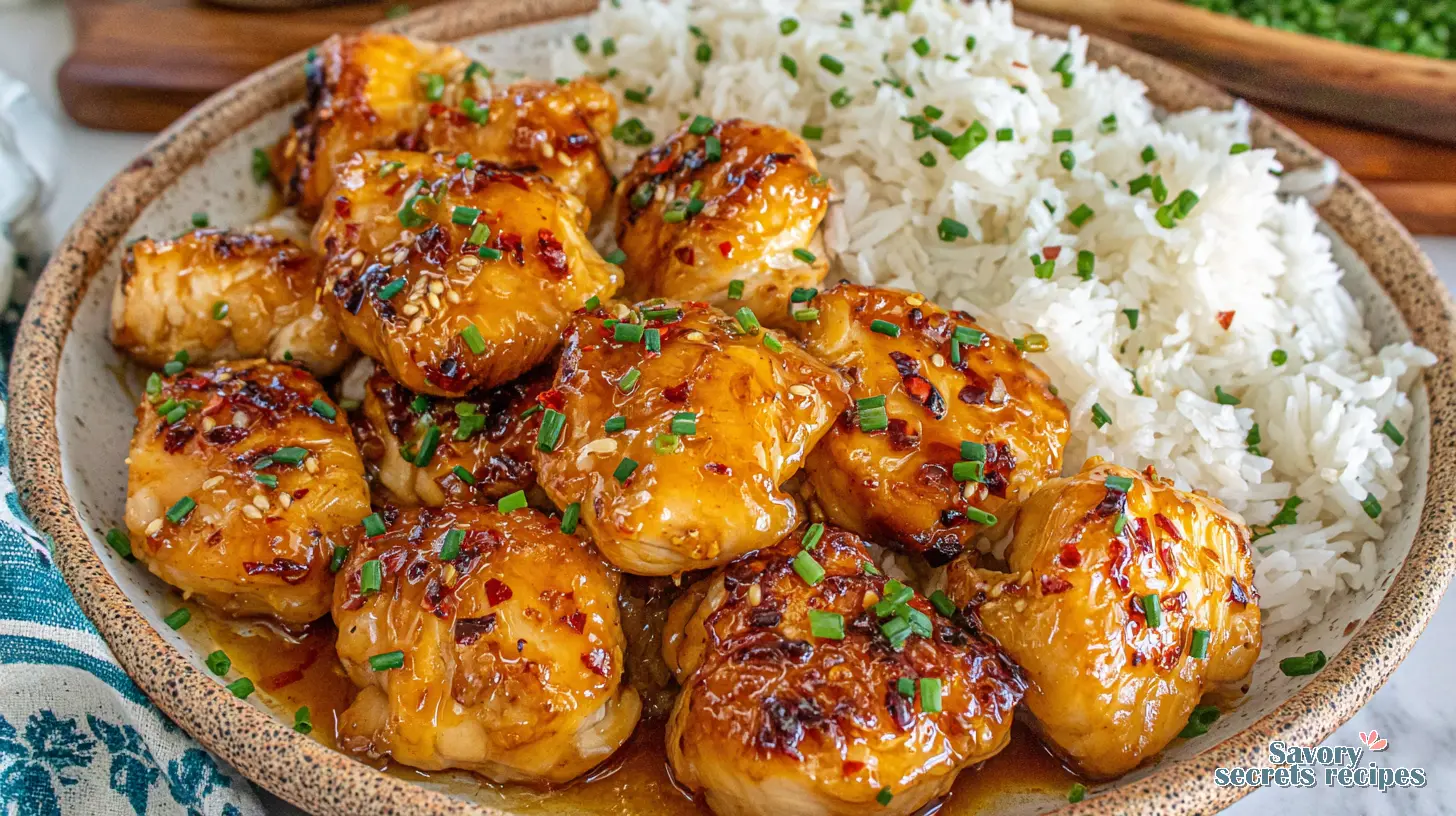meal prep containers of honey garlic chicken and rice