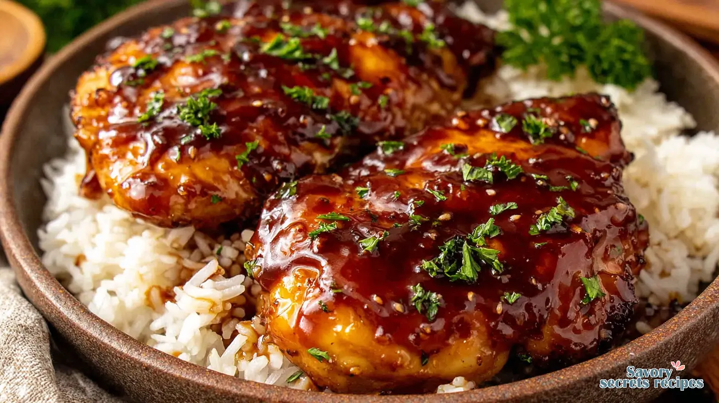 honey garlic chicken breast over rice final presentation