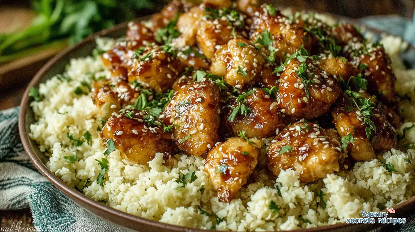 honey garlic chicken cauliflower rice final presentation