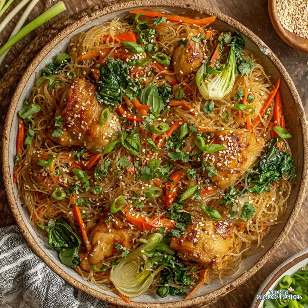 honey garlic chicken rice noodles final presentation