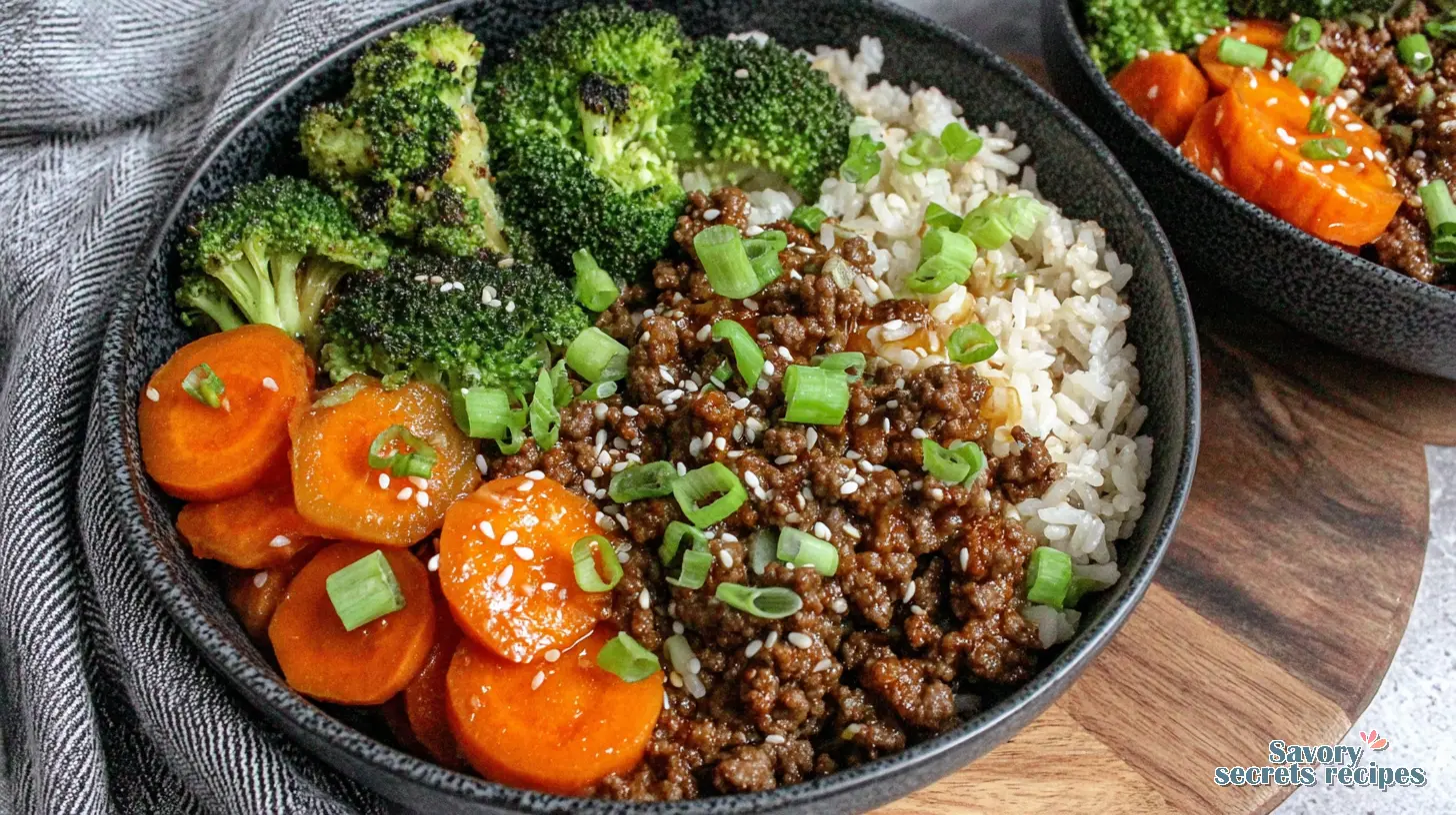 honey garlic ground beef rice bowl final presentation