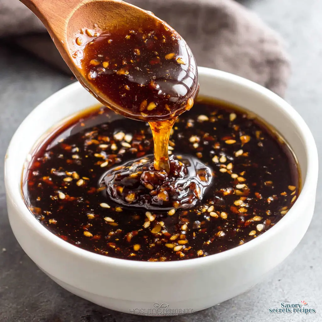 honey garlic sauce recipe for rice bowl close up