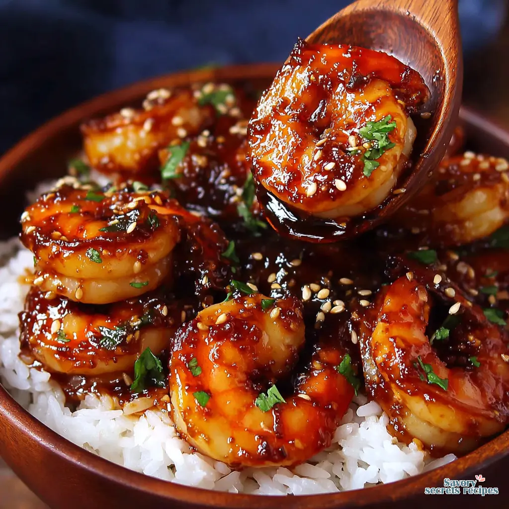 Honey Garlic Shrimp Bowl close up